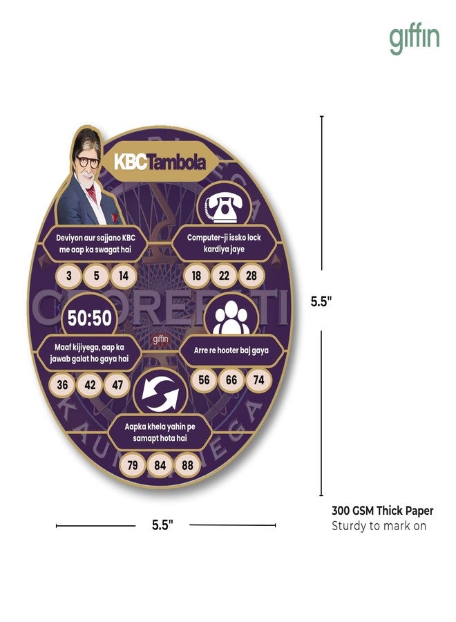 Giffin KBC Tambola Tickets with Sketch Pens | Kaun Banega Crorepati Themed Party Housie Game | Perfect for Kitty Parties, Family Gatherings & Festive Events (Pack of 24 Tickets, Classic Edition) - Image 3